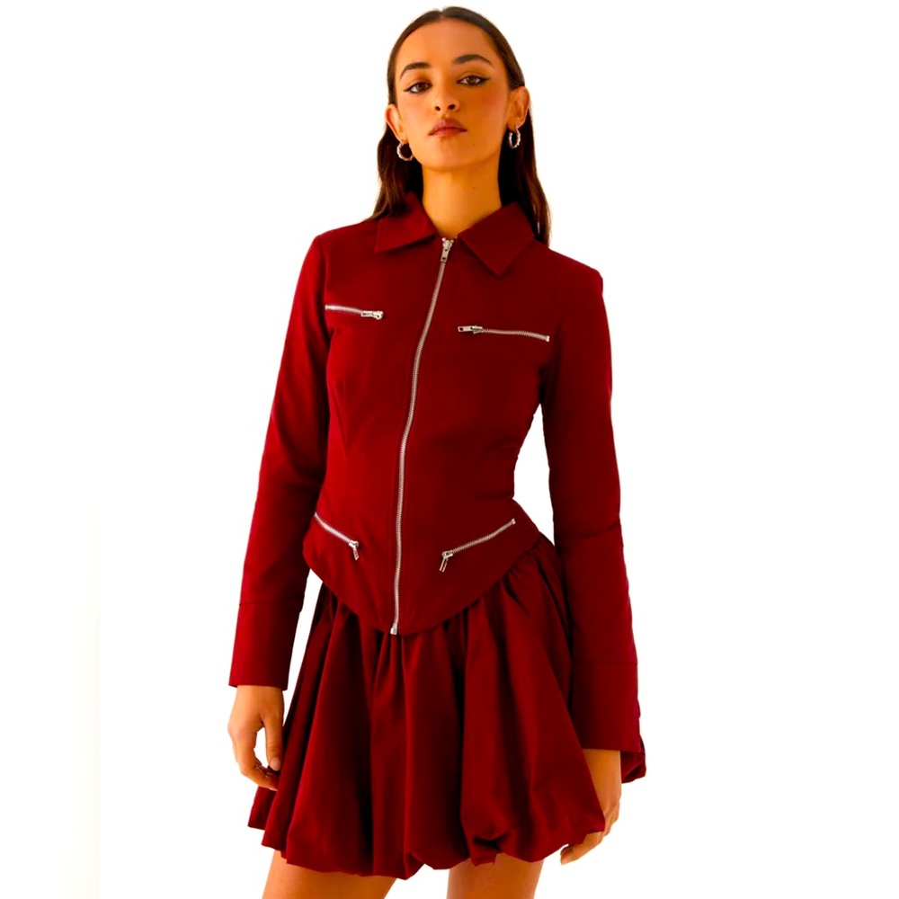 Peppermayo Red Fitted Zip Top Jacket in Mulberry NEW